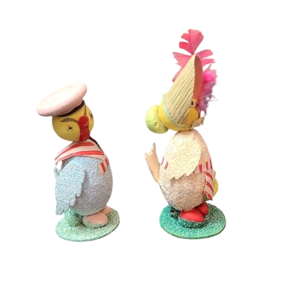 Easter Mica Putz Japan Sailor And Bonnet Chick Figurines Vintage - Picture 4 of 6